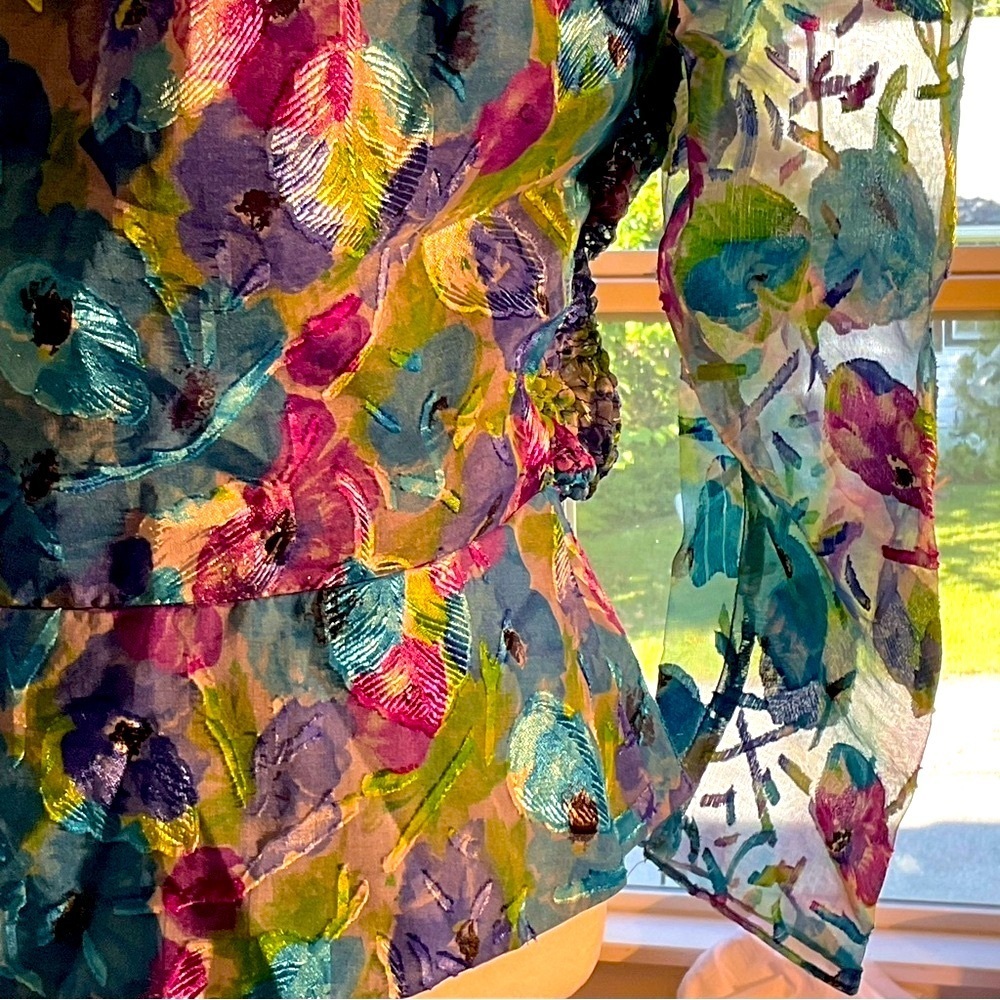 Rare Vintage Patra Made USA 80s 90s Floral Peplum Blouse Size 10 - Picture 16 of 16